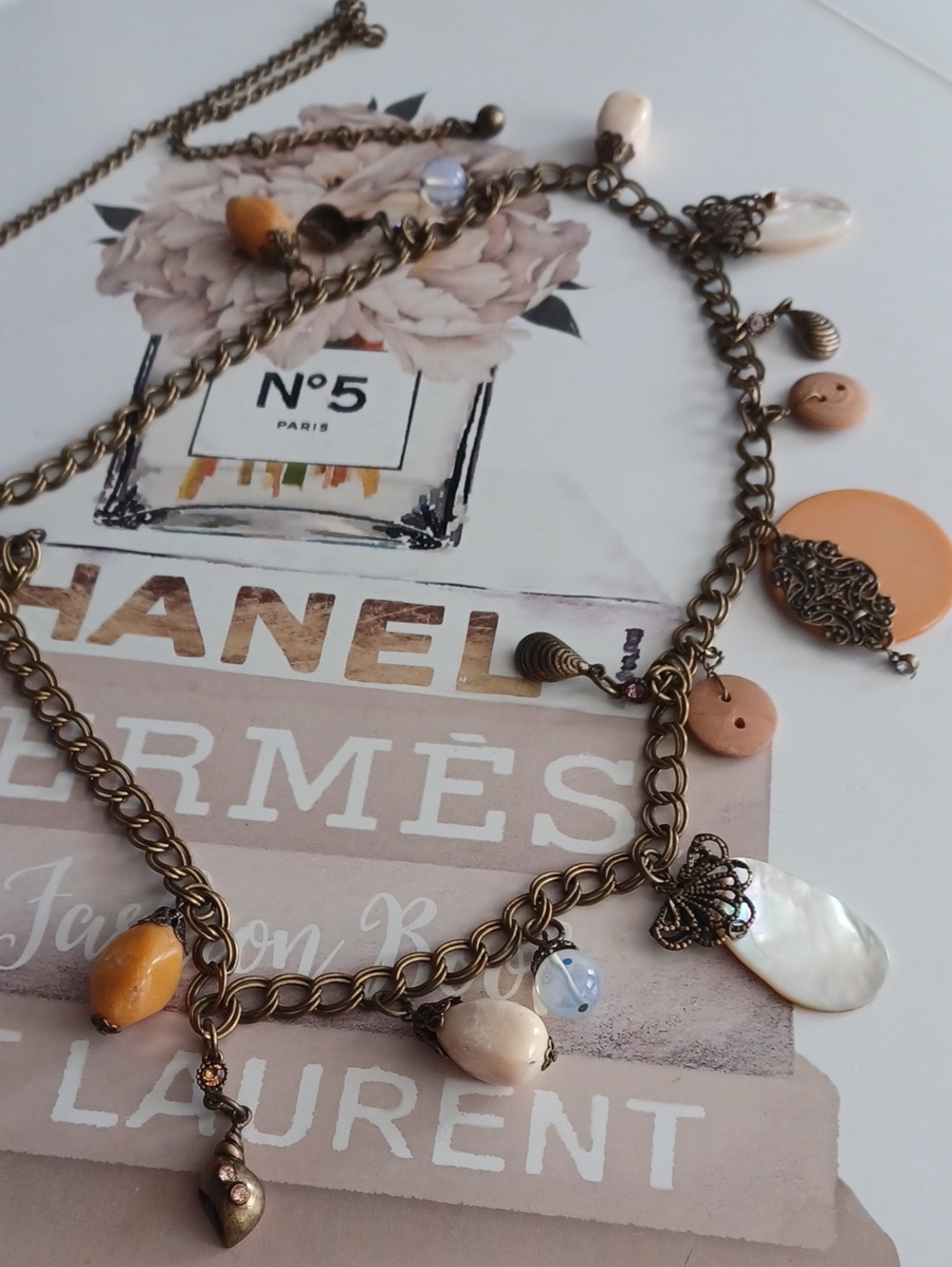 Brassy Metal Chain Belt With Sheels And Brads